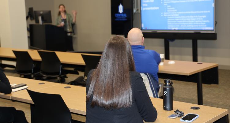 Students in the Proscenium Hyflex 2.0 Classroom