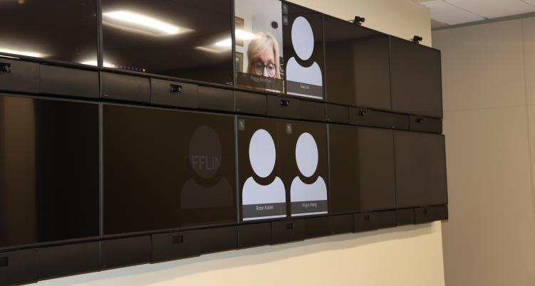 Online attendees in the Proscenium Hyflex 2.0 Classroom