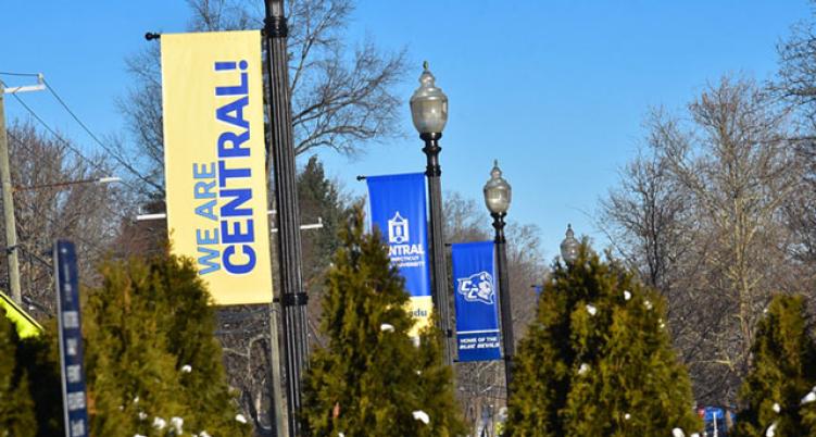 Central banners, blue sky