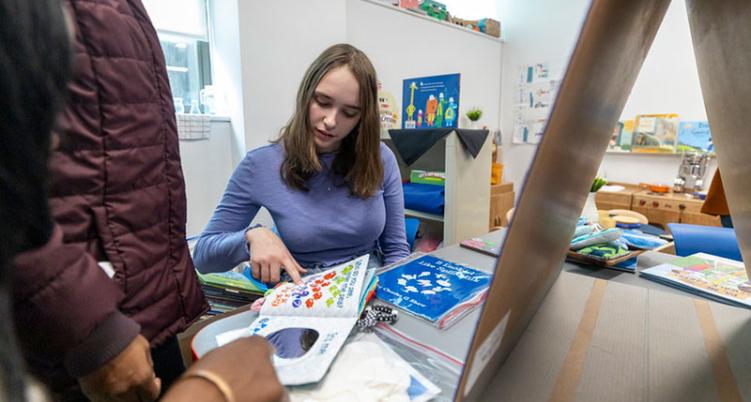 Student reading a book