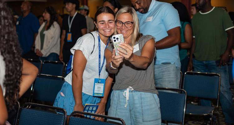 Daughter and mom taking selfie 