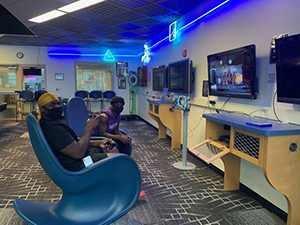 Students in game room